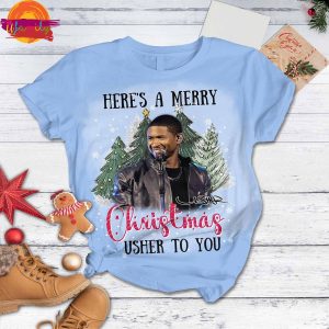 Merry Christmas Usher T Shirt Pajama Set 2