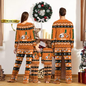 Miami Hurricanes NCAA Team Christmas Custom Long Sleeve Pajamas Set 2