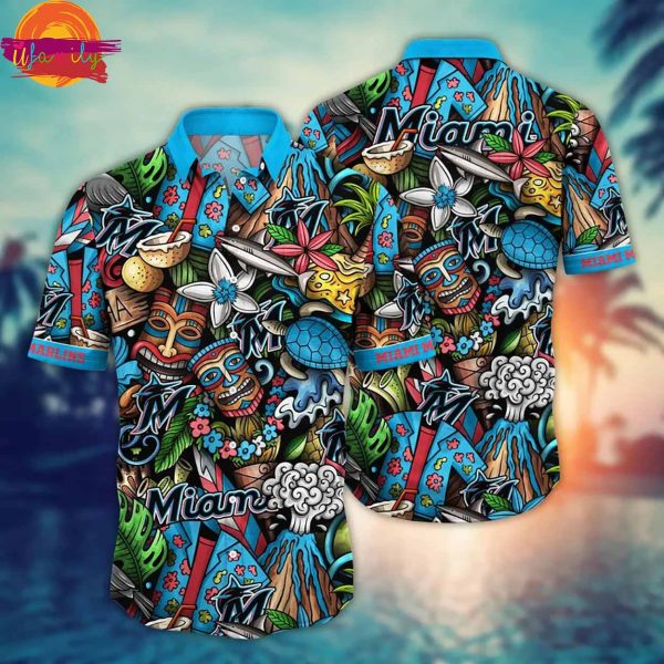 Miami Marlins Tiki Aloha Hawaiian Shirt Style