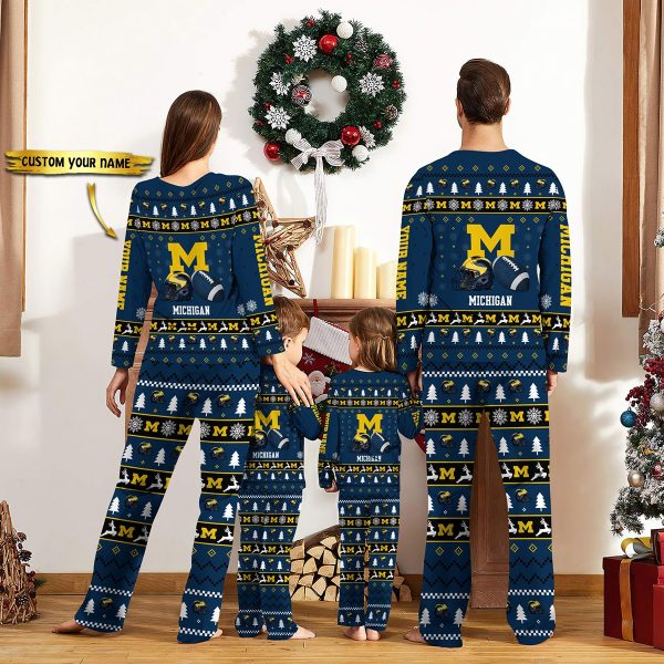 Michigan Wolverines NFL Team Christmas Custom Long Sleeve Pajamas Set