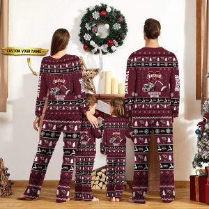 Mississippi State Bulldogs NFL Team Christmas Custom Long Sleeve Pajamas Set 2