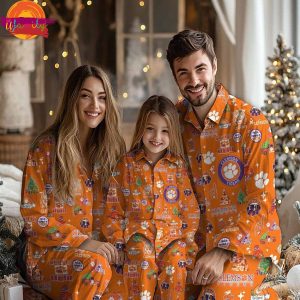 NCAA Clemson Tigers Christmas Family Pajamas Set 3