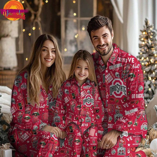 NCAA Ohio State BuCkeye Christmas Family Pajamas Set