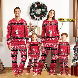 Nebraska Cornhuskers NFL Team Christmas Custom Long Sleeve Pajamas Set 1