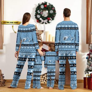 North Carolina Tar Heels NFL Team Christmas Custom Long Sleeve Pajamas Set 2