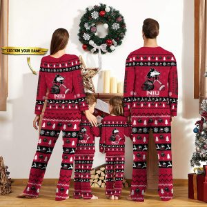 Northern Illinois Huskies NCAA Team Christmas Custom Long Sleeve Pajamas Set 2