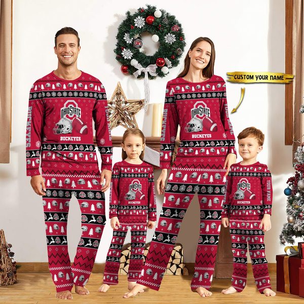 Ohio State Buckeyes NCAA Team Christmas Custom Long Sleeve Pajamas Set