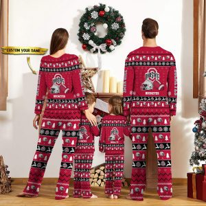 Ohio State Buckeyes NCAA Team Christmas Custom Long Sleeve Pajamas Set 2