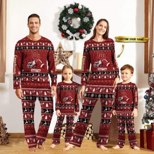 Oklahoma Sooners NCAA Team Christmas Custom Long Sleeve Pajamas Set