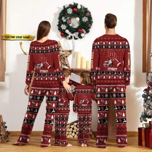 Oklahoma Sooners NCAA Team Christmas Custom Long Sleeve Pajamas Set 2