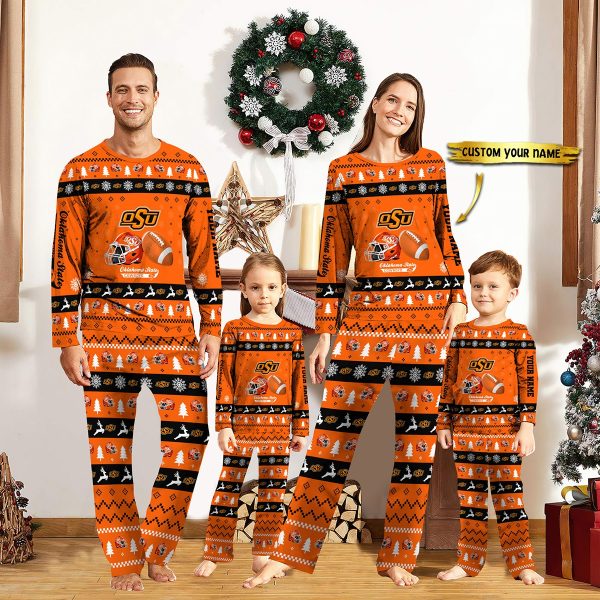 Oklahoma State Cowboys NCAA Team Christmas Custom Long Sleeve Pajamas Set