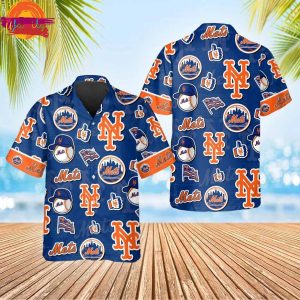 Pattern Logo New York Mets Hawaiian Shirt Style 1