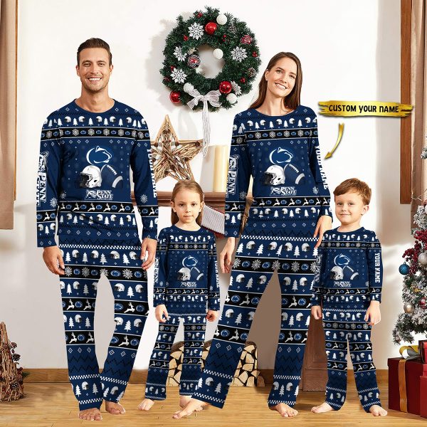 Penn State Nittany Lions NCAA Team Christmas Custom Long Sleeve Pajamas Set