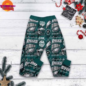 Philadelphia Eagles Grinch They Hate Us Christmas Long Sleeve Pajama Set 4