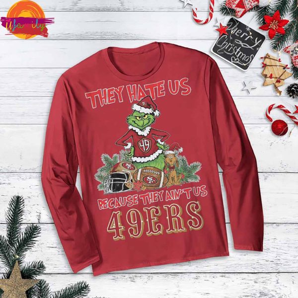 San Francisco 49ers Grinch They Hate Us Christmas Long Sleeve Pajama Set