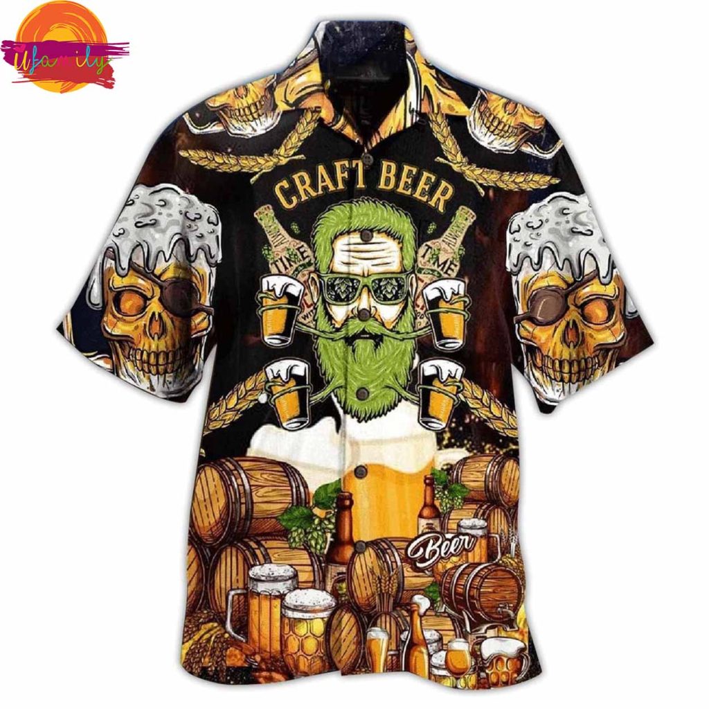 Skull Craft Beer Hawaiian Shirt Style