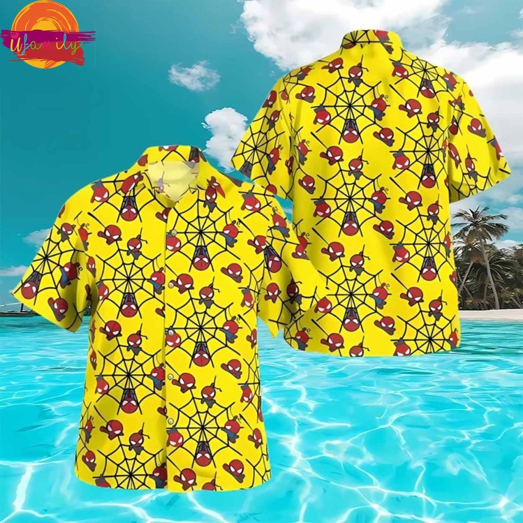 Spider Man Chibi yellow Hawaiian Shirt Style