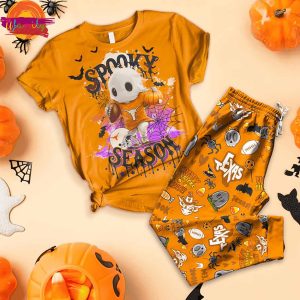 Spooky Halloween Football T Shirt Pajama Set 1