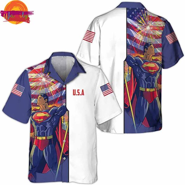 Superman USA Flag Fourth Of July Hawaiian Shirt Style