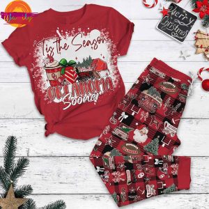 Tis The Season Oklahoma Sooners Christmas T Shirt Pajama Set 1