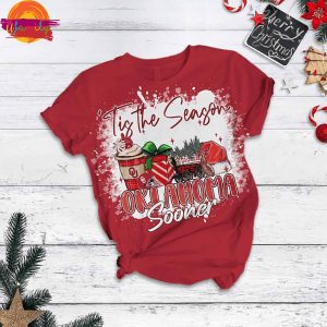 Tis The Season Oklahoma Sooners Christmas T Shirt Pajama Set 2