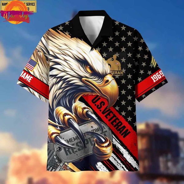 US Veteran Eagle Hawaiian Shirt Gifts For Dad