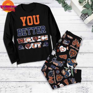 You Better Watch Out Chicago Bears Long Sleeve Pajama Set 1