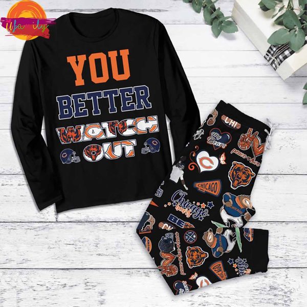 You Better Watch Out Chicago Bears Long Sleeve Pajama Set