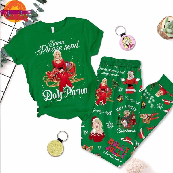 Santa Please Send Dolly Parton T Shirt Pajama Set – Music Pajama