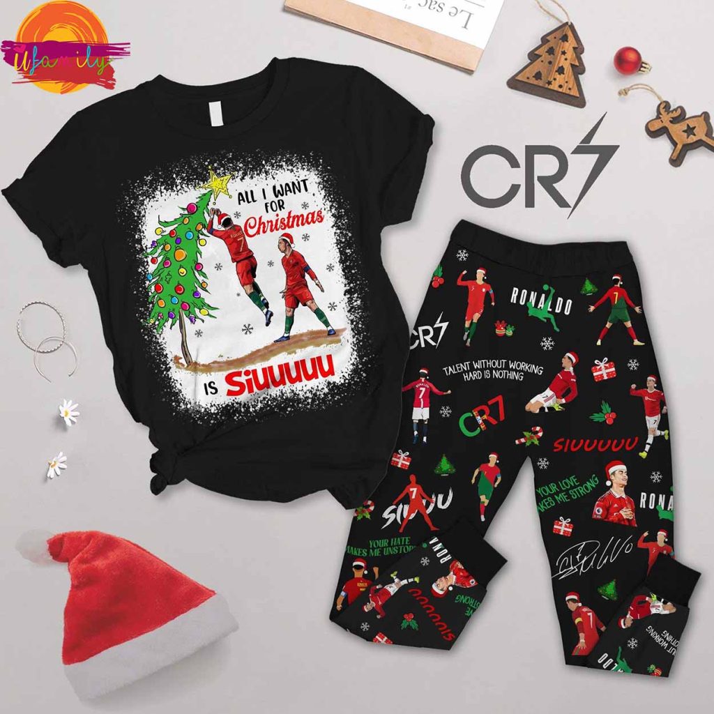 All I Want for Christmas is SIUUU Cristiano Ronaldo T Shirt Pajama Set