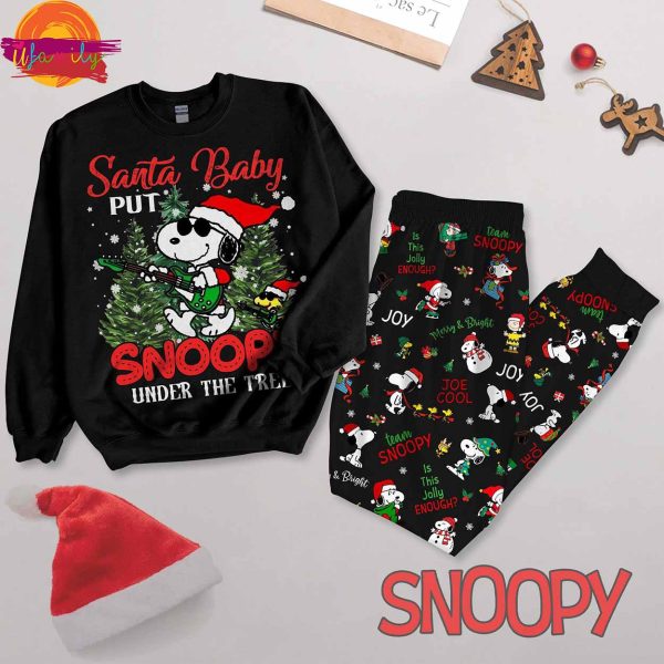 Christmas Santa Baby Snoopy Long Sleeve Pajama Mens