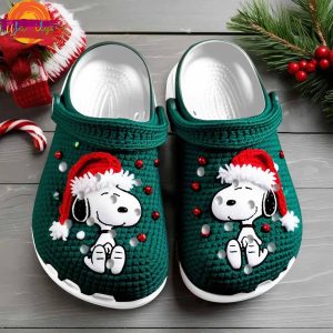 Christmas Snoopy Knit Effect Crocs Style