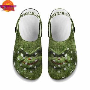 Custom Grinch Knit Effect Green Crocs Shoes 2