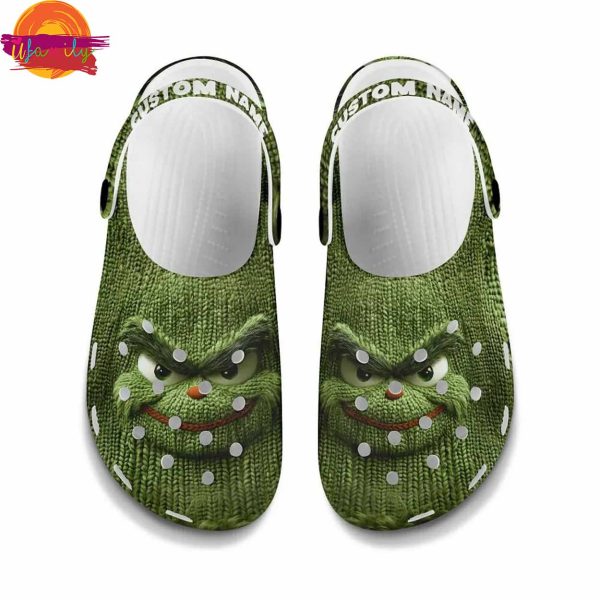 Custom Grinch Knit Effect Green Crocs Shoes