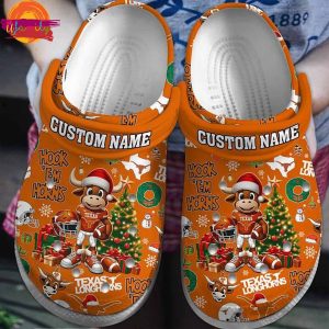 Custom Name Texas Longhorns Christmas Crocs Footwear