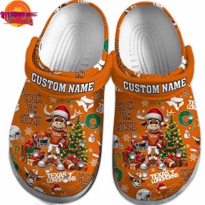 Custom Name Texas Longhorns Christmas Crocs Footwear