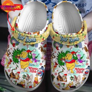 Custom Winnie The Pooh Christmas Crocs For Sale