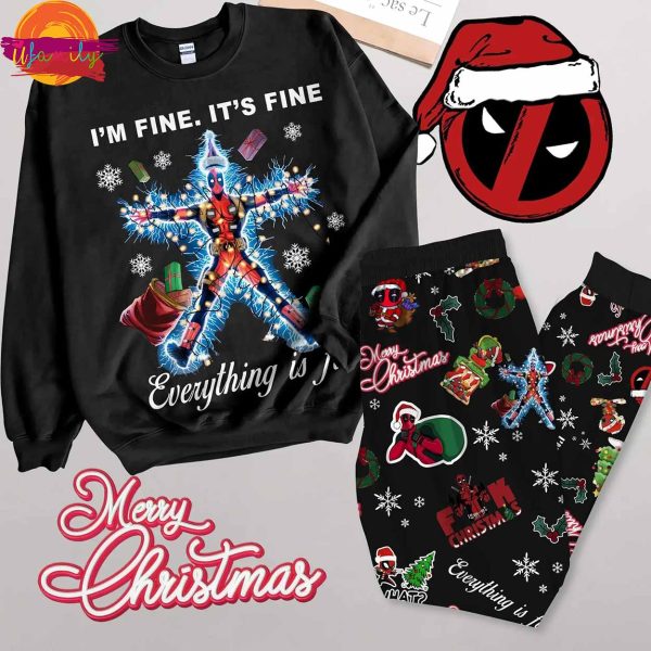 Deadpool It’s Fine I’m Fine Everything is Fine Christmas Long Sleeve Pajama Set