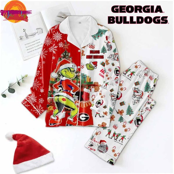 Grinch Santa Georgia Bulldogs Christmas Pajama set For Family