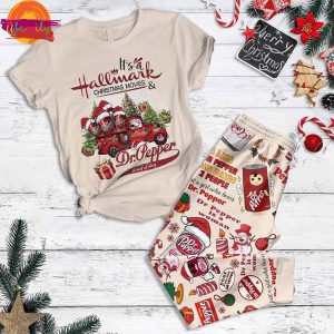 Hallmark Dr Pepper Christmas T Shirt Pajama Set