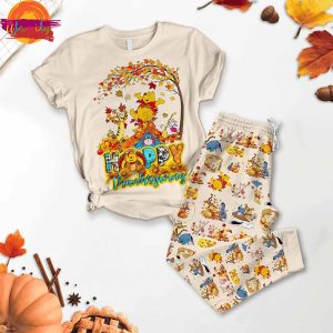 Happy Thanksgiving Winnie The Pooh T Shirt Pajama Set