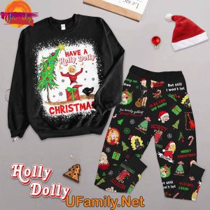 Have A Holly Dolly Christmas Long Sleeve Pajama Set For Adults 1