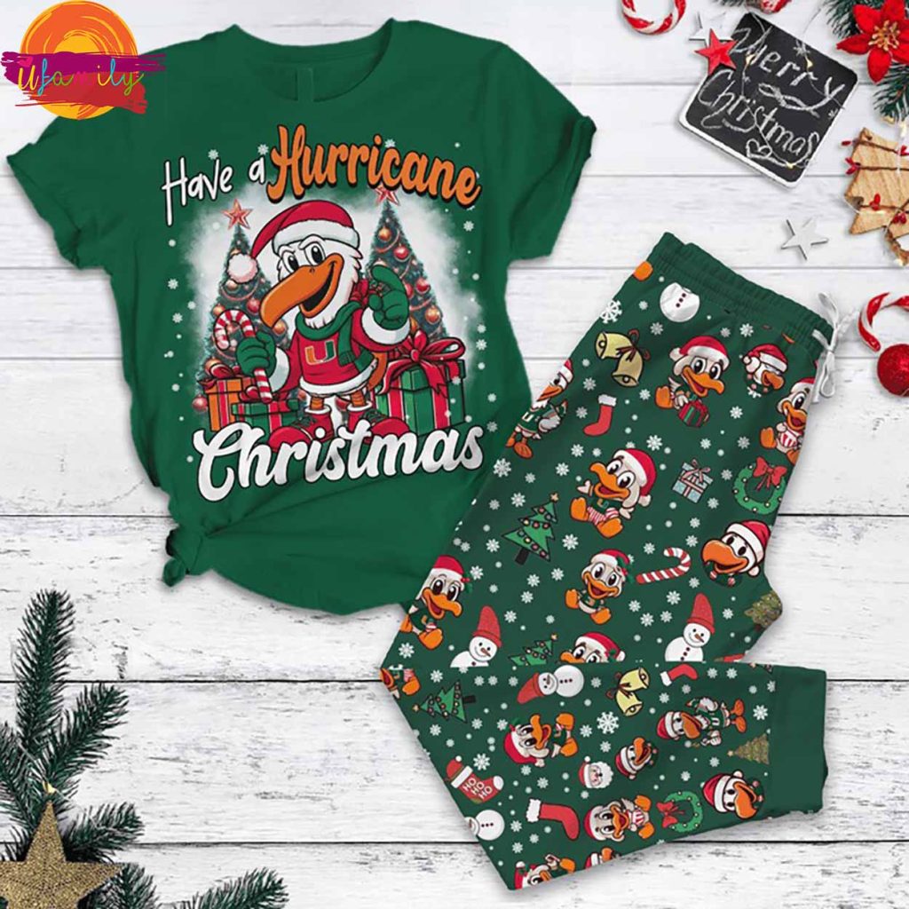 Have A Hurricanes Christmas NCAA T Shirt Pajama Set