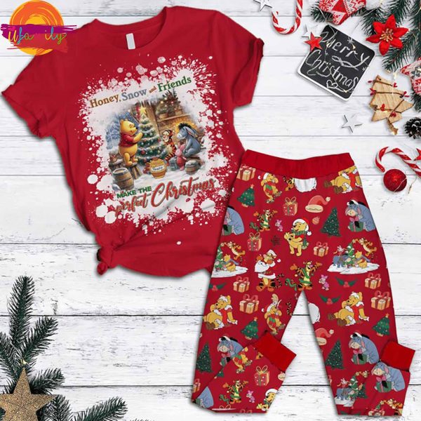 Honey Snow And Friends Make Perfect Christmas Winnie The Pooh T Shirt Pajama Set