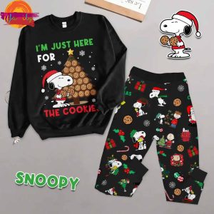 Im Just Here For The Cookies Snoopy Christmas Long Sleeve Pajama Set