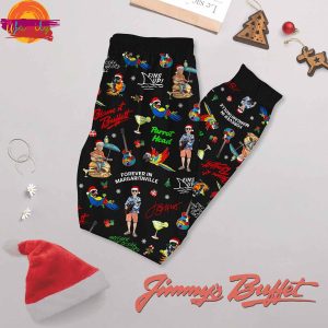 Jimmy Buffett Santa Put Buffett Under The Christmas Tree Long Sleeve Pajama Set 3