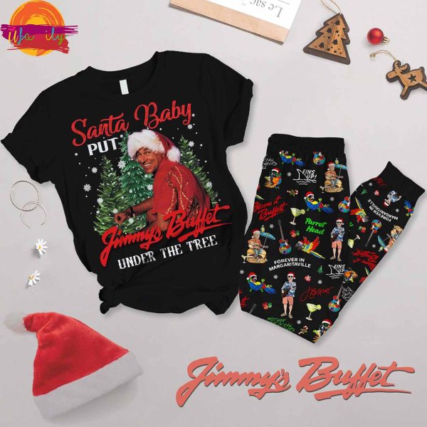 Jimmy Buffett Santa Put Buffett Under The Christmas Tree T Shirt Pajama Set