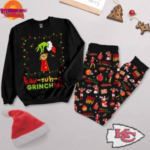 Kansas City Chiefs Grinchmas NFL Long Sleeve Pajama Set 1