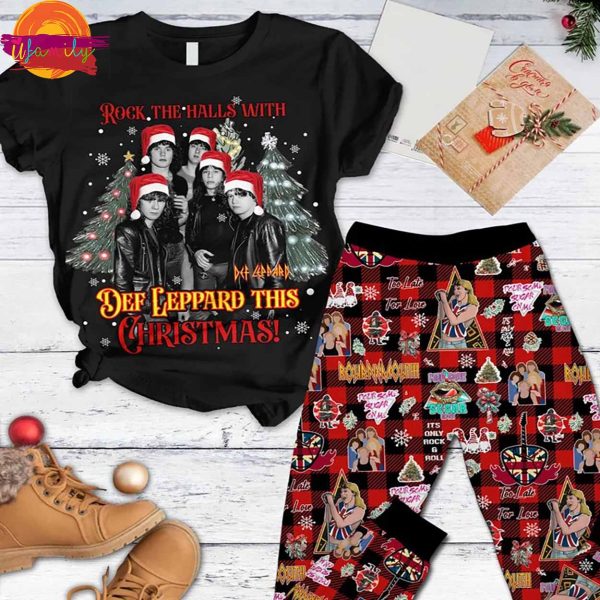 Merry Christmas Def Leppard T Shirt Pajama Set