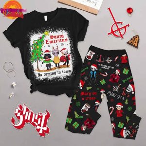 Merry Christmas Ghost Band T Shirt Pajama Set 1